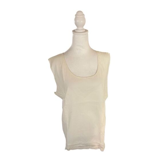 Drapers & Damons Womens Plus Size 3X 100% Silk Sleeveless Tank Top Cream NWT - Picture 1 of 8